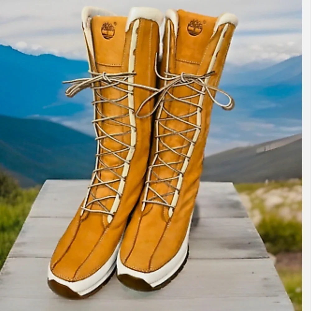 Timberland Wheat Nubuck Leather Mid Calf Boots Women’s Size 8.5 M Style 85374